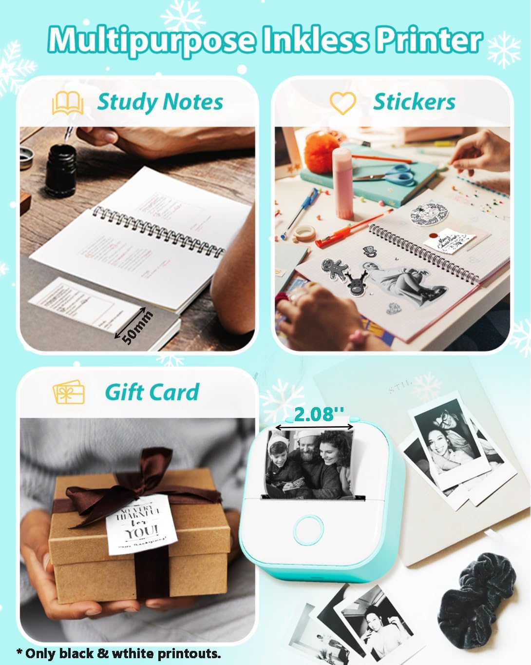 Phomemo - T02 - Inkless Mini Printer - 150g Ultra-lightweight - Personal Notes, Scrapbooks