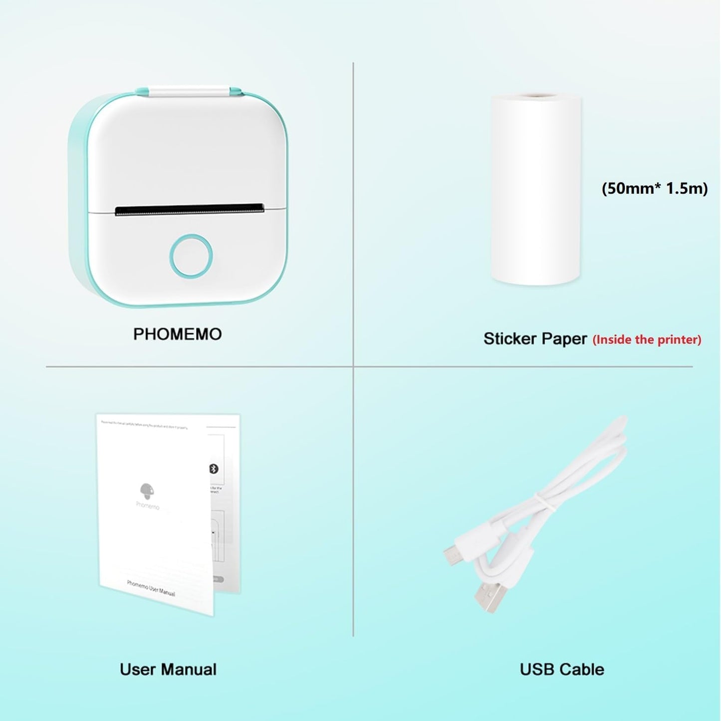 Phomemo - T02 - Inkless Mini Printer - 150g Ultra-lightweight - Personal Notes, Scrapbooks