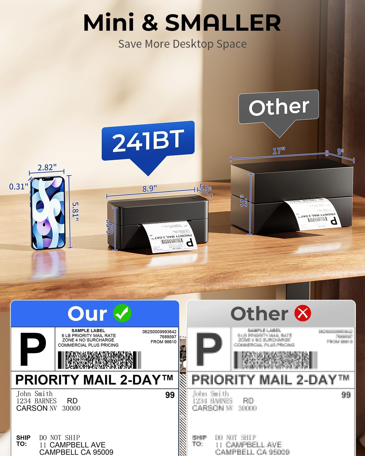 Phomemo PM241-BT - Thermal Label Printer- For Logistics & Freight Use
