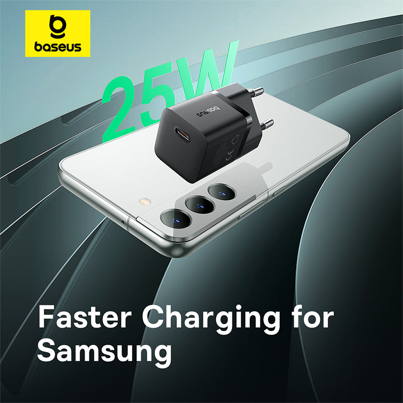 Baseus GaN5 Fast Charger (mini) 1C 25W EU - Cluster Black (with: Baseus Dynamic 3 Cable Type-C to Type-C 100W 1m Cluster Black)