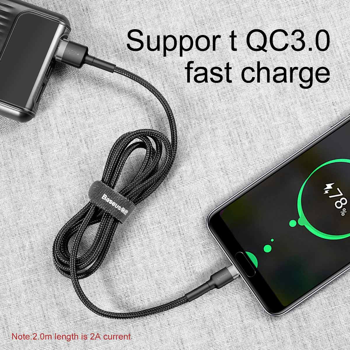 Baseus Cafule Series 1M USB to Type C Cable: 3A Fast Charge for Phones & Tablets