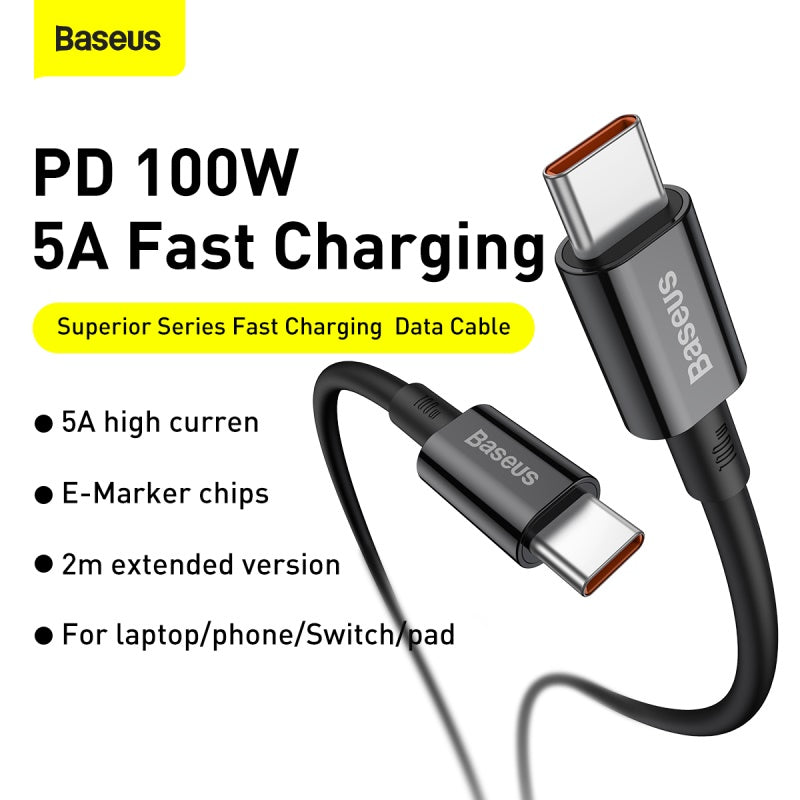 Baseus Superior Series Fast Charging Data Cable Type C to Type C 100W 1M