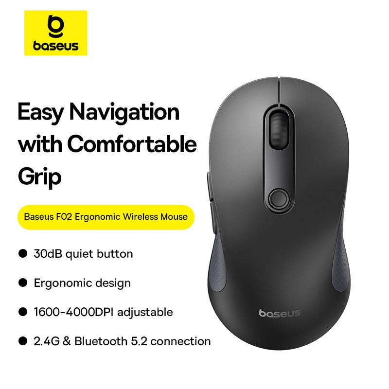 Baseus F02 Ergonomic Wireless Mouse (Without Battery)