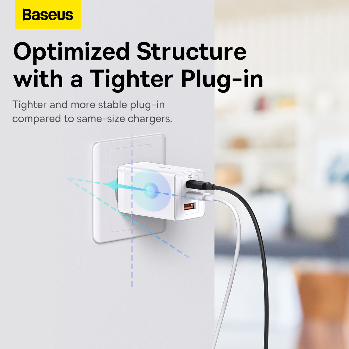 Baseus GaN5 Pro - 65W 3 - Port (2C1A) EU Fast Charger - For Mobile Devices