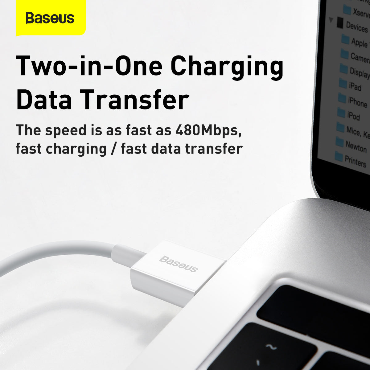 Baseus Superior Series Fast Charging Data Cable USB to Type-C 66W 1M White