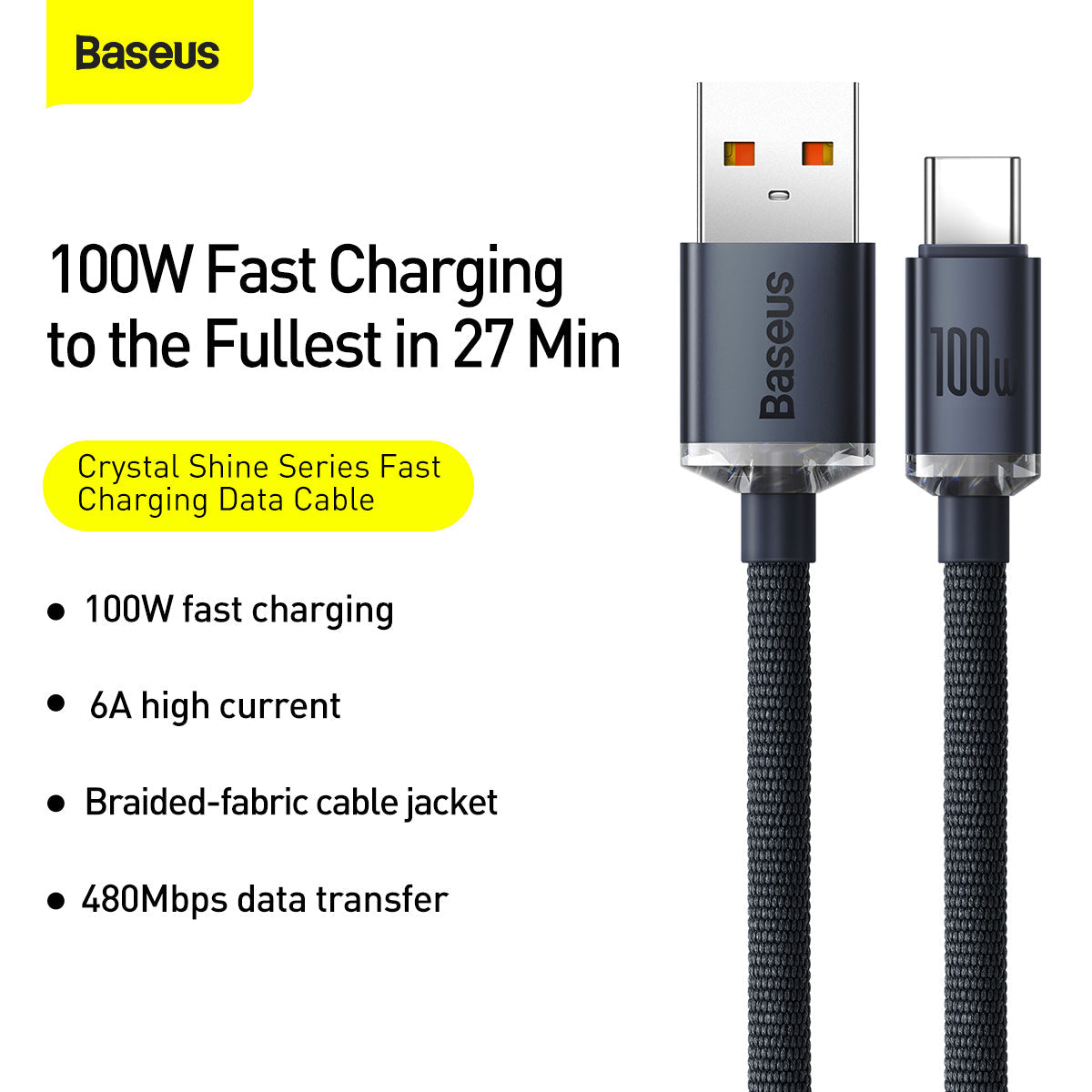 Baseus Crystal Shine Series 100W Fast Charging Data Cable USB to Type-C