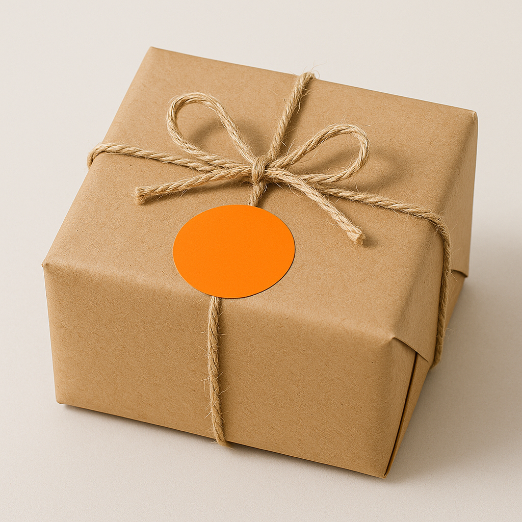 Black Rhino - D34-1000 pcs Round Semi-gloss Label Orange/Green