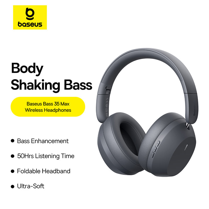 Baseus - Bass 35 Max - Wireless Headphones - Max Bass, Bluetooth 5.3 - Music, Sports