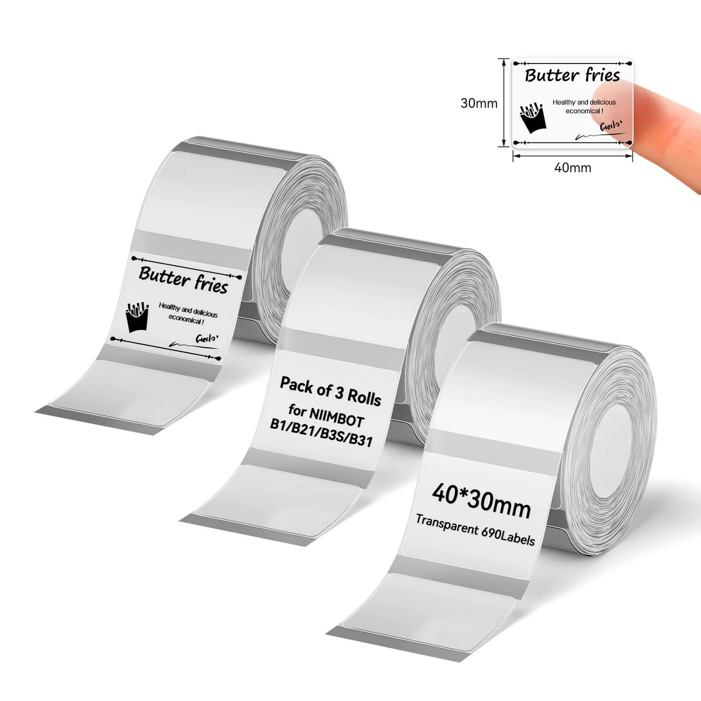 Clear Label Tape Set for B21, B1, B3S - Niimbot Online