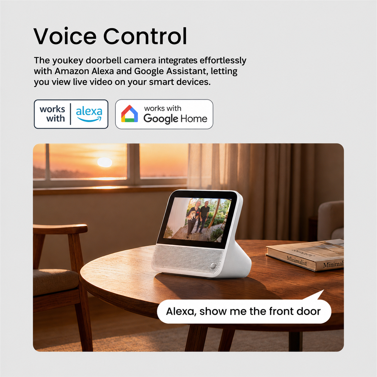 Youkey DB312 2K Dual Cam Video Doorbell with 6400mAh Battery and AI Radar