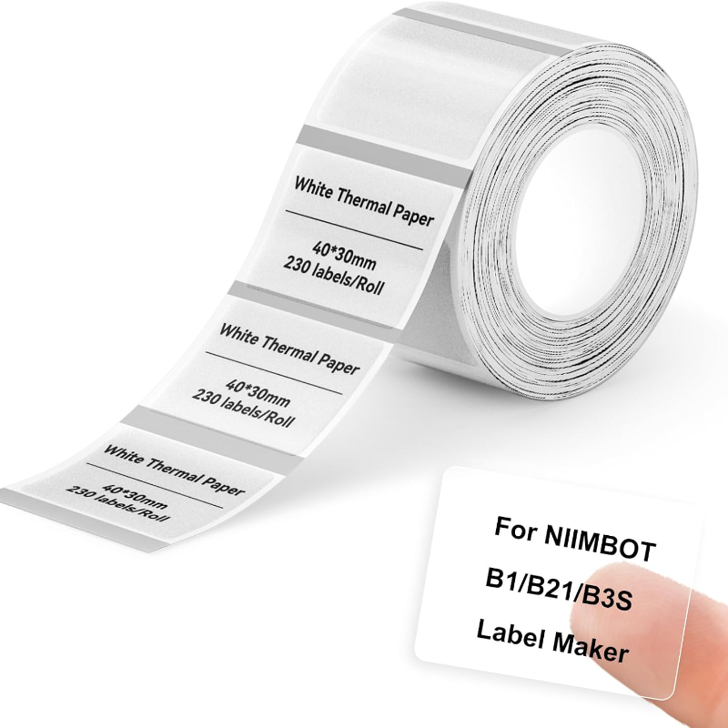 NIIMBOT B21 - White Large-format & High-speed Printer - For Warehouses B21 White Label Printer 40×30mm-230pcs Clear