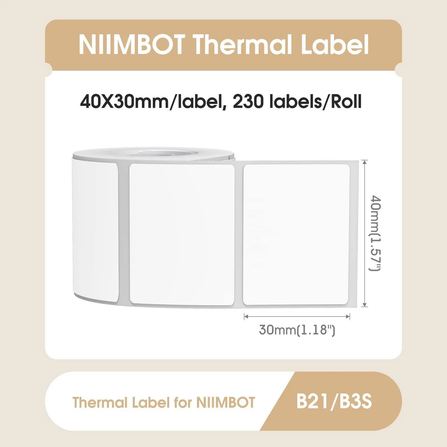 NIIMBOT B21 - White Large-format & High-speed Printer - For Warehouses B21 White Label Printer 40×30mm-230pcs White