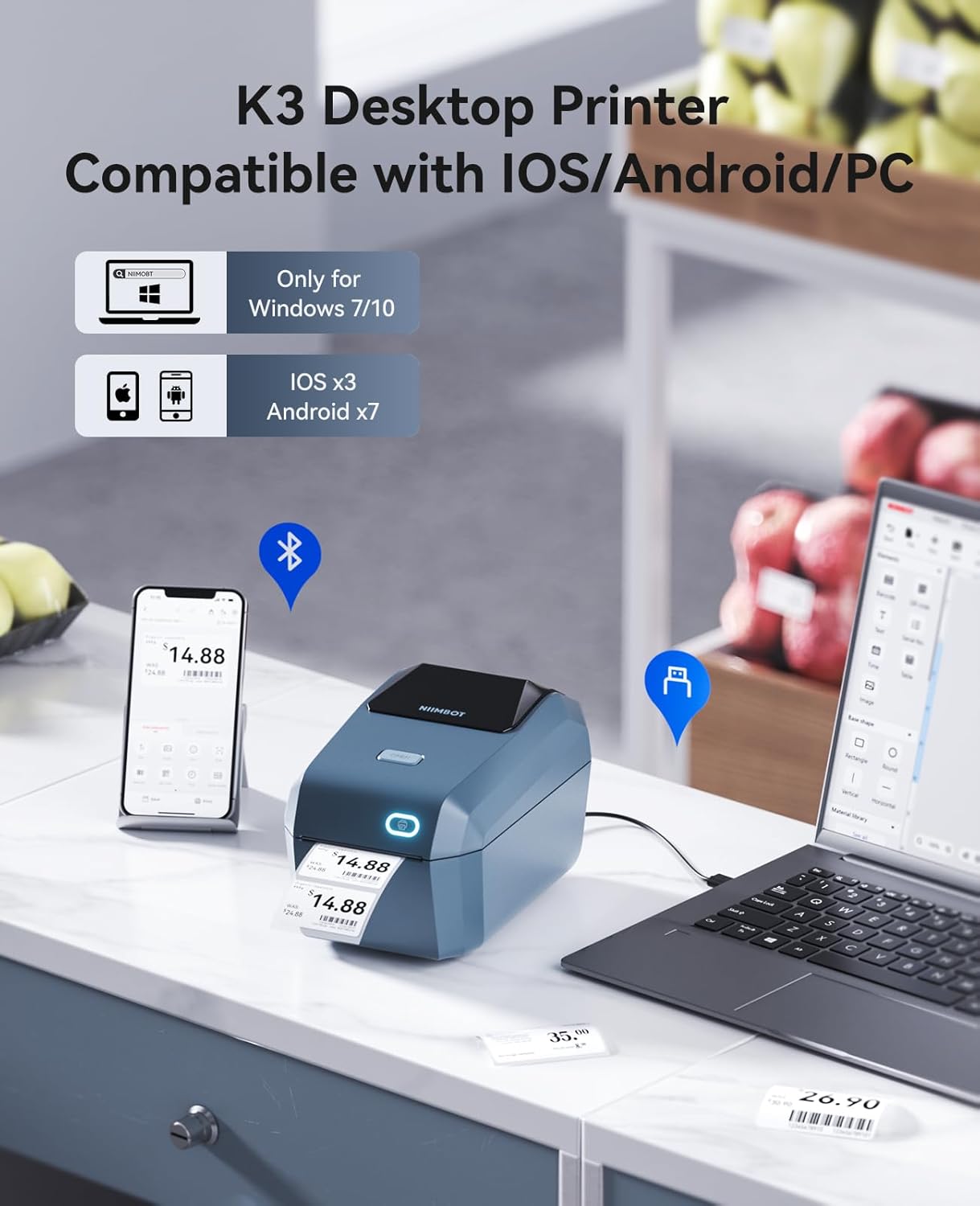 NIIMBOT K3 - High-Speed Dual Connect Printer - For Logistics Enterprises