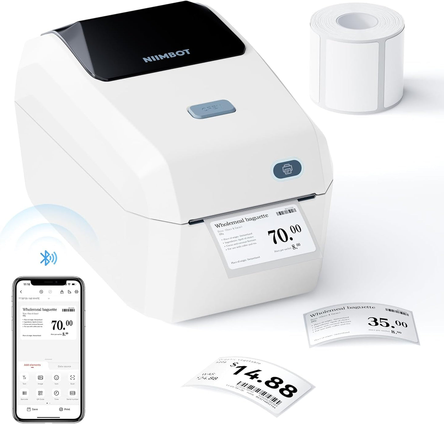 NIIMBOT K3 - High-Speed Dual Connect Printer - For Logistics Enterprises White