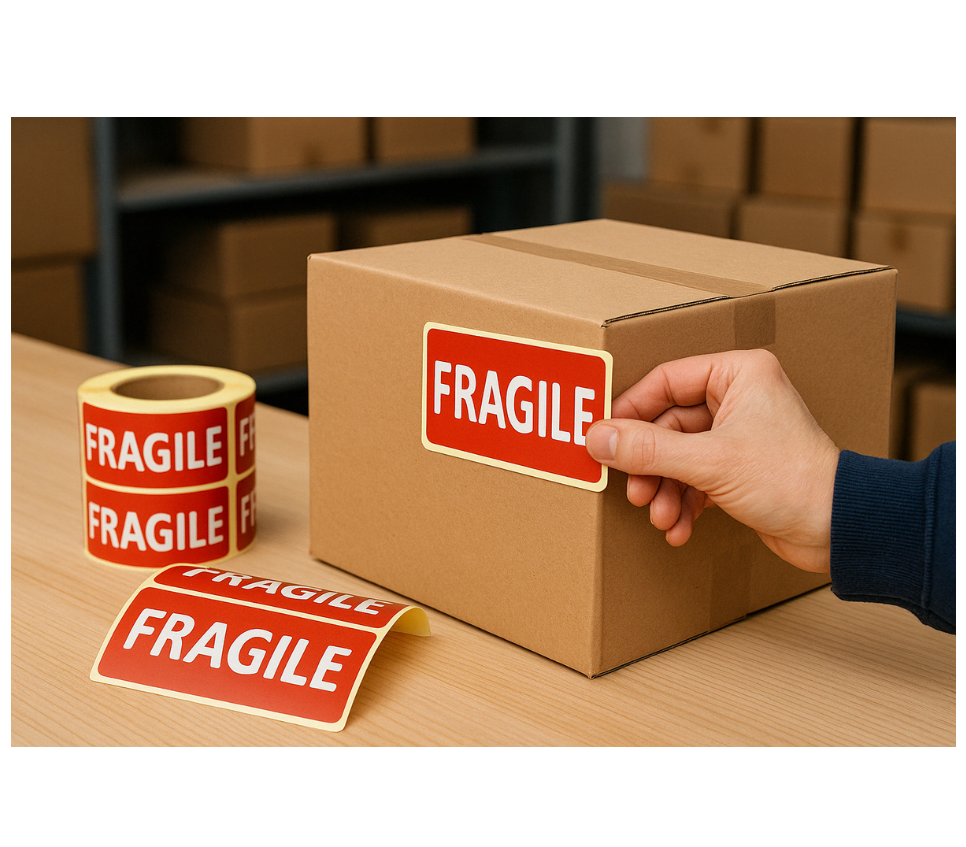 Fragile Warning Stickers - Smi-gloss - 100x50-500PCS/Roll Labels