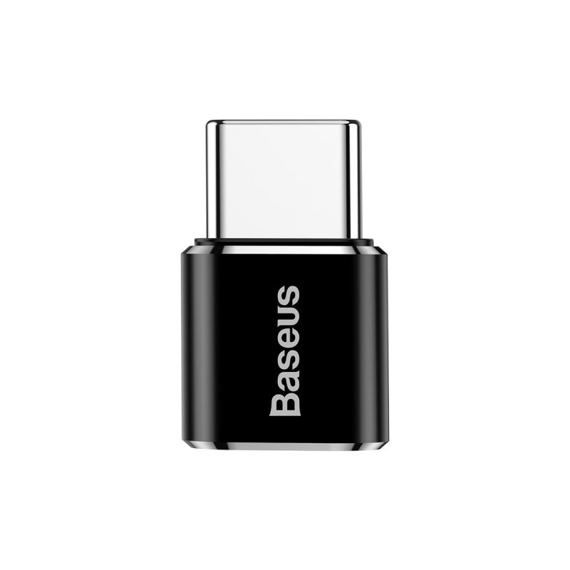 Baseus Mini Micro Female to Type C Male Adapter Converter Black white background