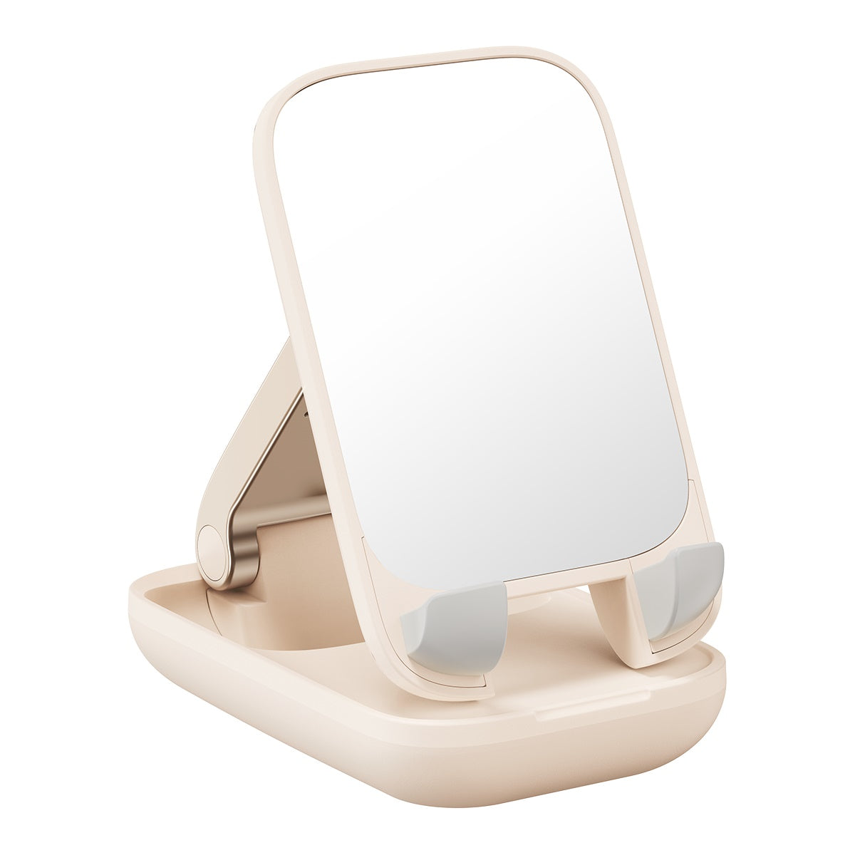 Baseus Seashell Series Folding Phone Stand with Built-In Mirror Mirror Beige