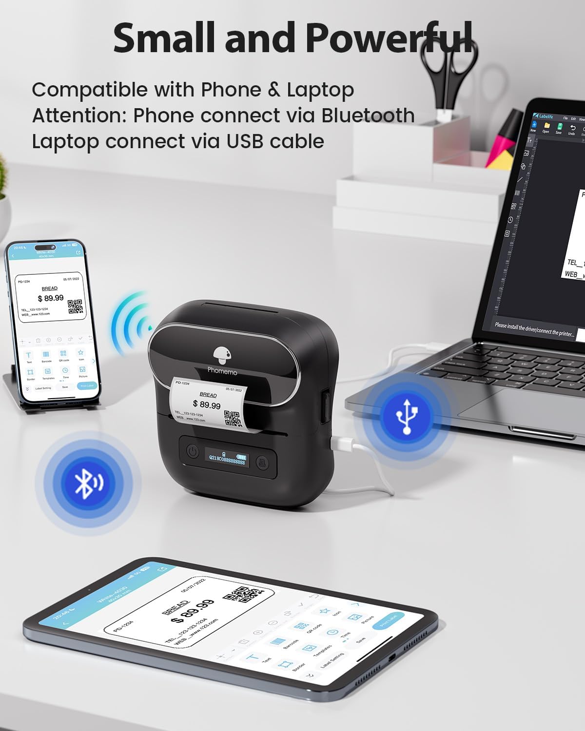 Phomemo M220 Bluetooth Portable Label Maker - Ideal For Retail & Small Biz