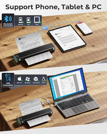 Phomemo - M08F - A4/Letter Portable Printer - Compact A4 Printing - Office Documents, Study