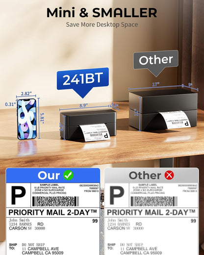 Phomemo - PM241-BT - Shipping Label Printer - Thermal Bluetooth Printing - Logistics, Freight Companies