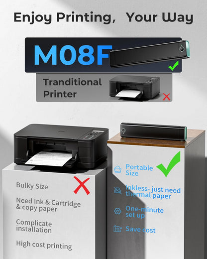Phomemo - M08F - A4/Letter Portable Printer - Compact A4 Printing - Office Documents, Study