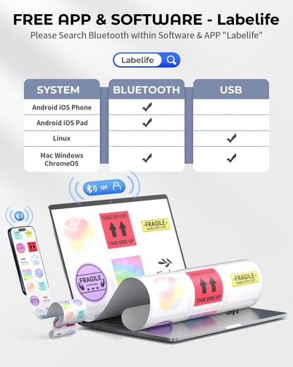 Phomemo - PM241-BT - Shipping Label Printer - Thermal Bluetooth Printing - Logistics, Freight Companies