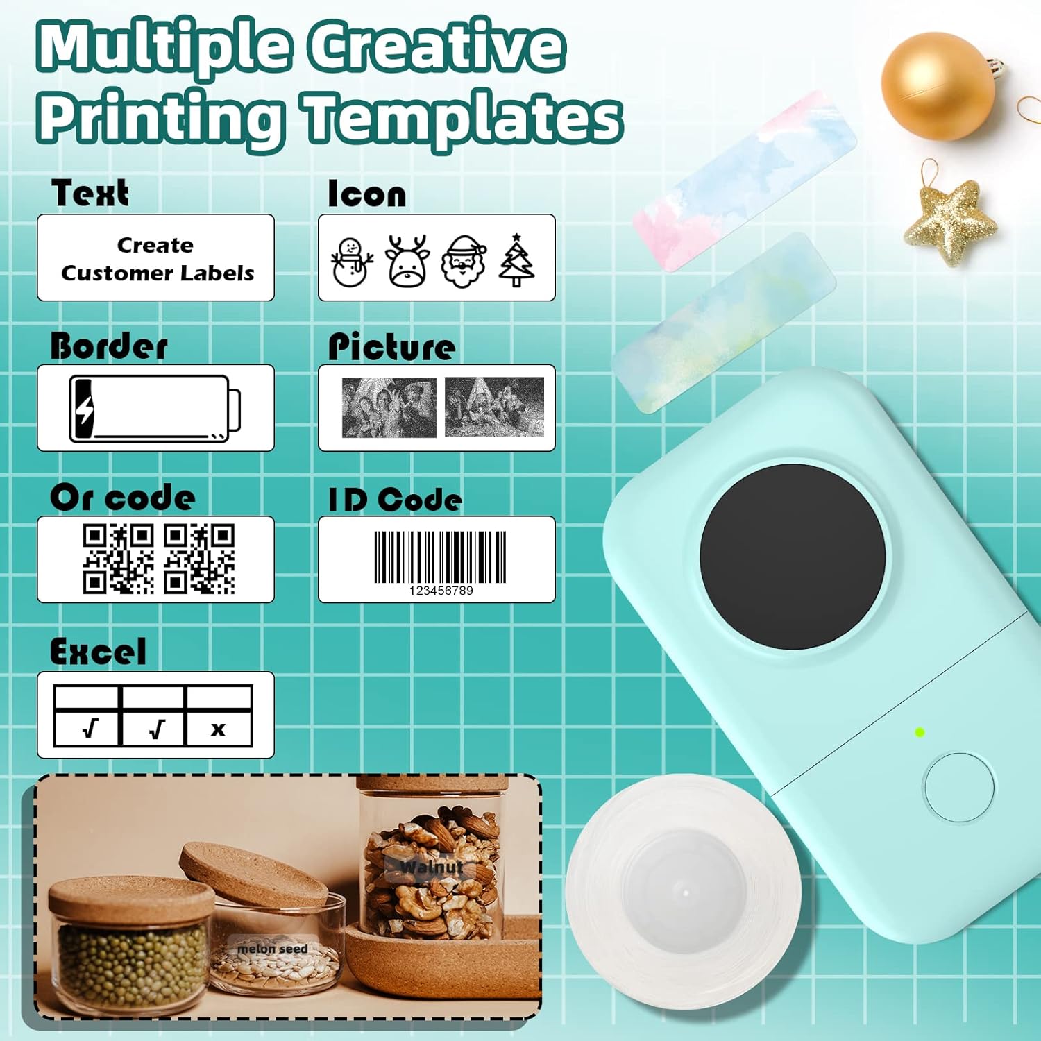 Phomemo D30 Portable Label Maker- 203DPI-For Kitchen/School Storage