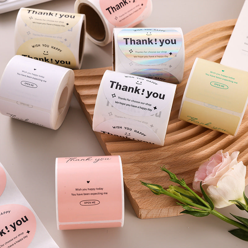 Thank You Stickers Cake Bakery Decoration Adhesive Labels Gift Packaging Sealing Stickers