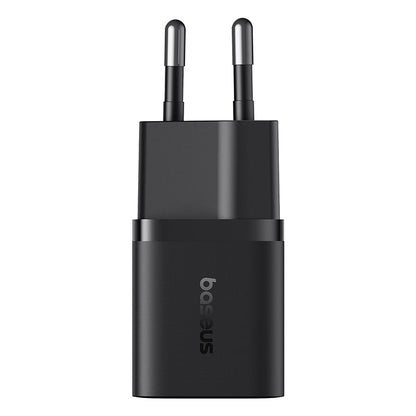 Baseus GaN5 Fast Charger (mini) 1C 25W - Cluster Black (Dynamic 3 Cable Type-C to Type-C 100W 1m）ON White Background