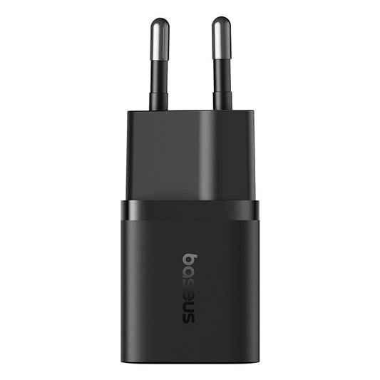 Baseus GaN5 Fast Charger (mini) 1C 25W - Cluster Black (Dynamic 3 Cable Type-C to Type-C 100W 1m）ON White Background