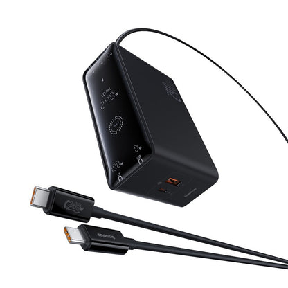 Baseus Digital GaN Intelligent Desktop Fast Charger 3C+U+DC 240W EU Cluster Black (With:DC-DC Charging Cable 240W 1m Black) on white background