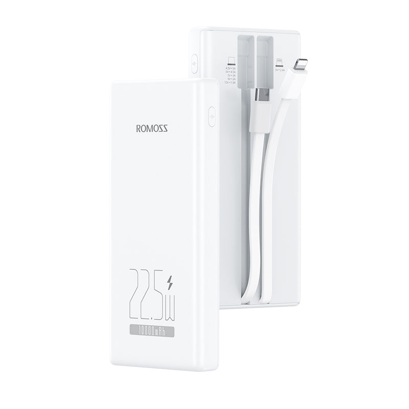 Romoss 10000mAh 22.5W Slim Fast Charging Power Bank with Dual Cables