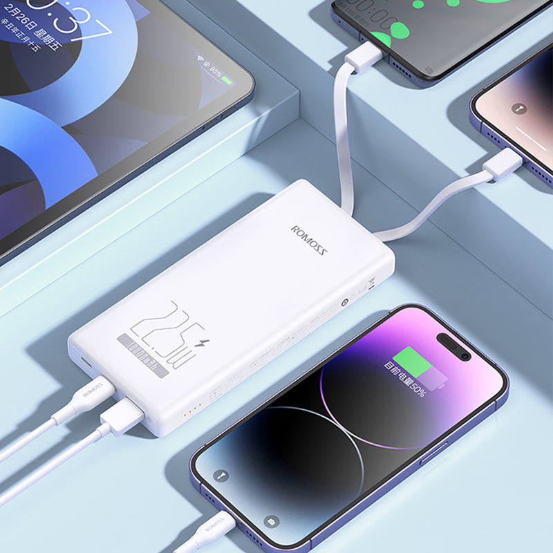 Romoss 10000mAh 22.5W Slim Fast Charging Power Bank with Dual Cables