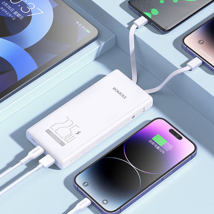 Romoss 10000mAh 22.5W Slim Fast Charging Power Bank with Dual Cables