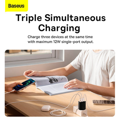 Baseus Compact Series Fast Charger 3 USB 17W EU Black
