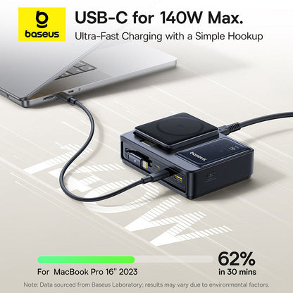 Baseus NOMOS 5-in-1 Desktop Charger 3C+U 140W EU Qi2 Wireless Charging - Cosmic Black