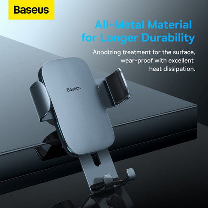 Baseus Metal Age Ⅱ - Gravity Round Vent Car Mount For SUVs/Sedans Dark Grey