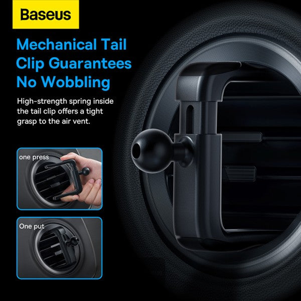Baseus Metal Age Ⅱ - Gravity Round Vent Car Mount For SUVs/Sedans Dark Grey