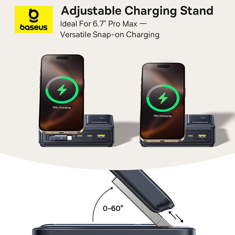 Baseus NOMOS 5-in-1 Desktop Charger 3C+U 140W EU Qi2 Wireless Charging - Cosmic Black