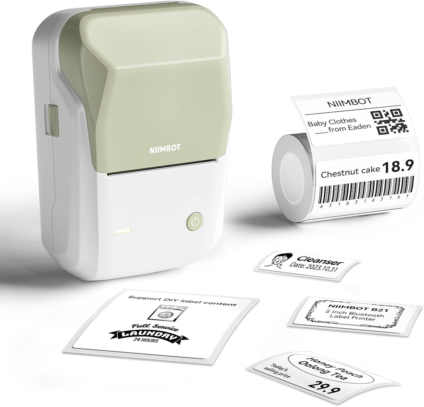 NIIMBOT B1 - Portable Thermal Label Printer - For Office & Small Biz Green
