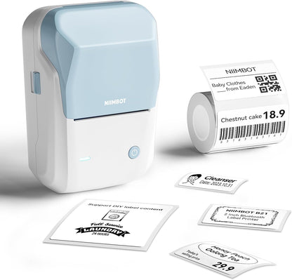 NIIMBOT B1 - Portable Thermal Label Printer - For Office & Small Biz Sky Blue