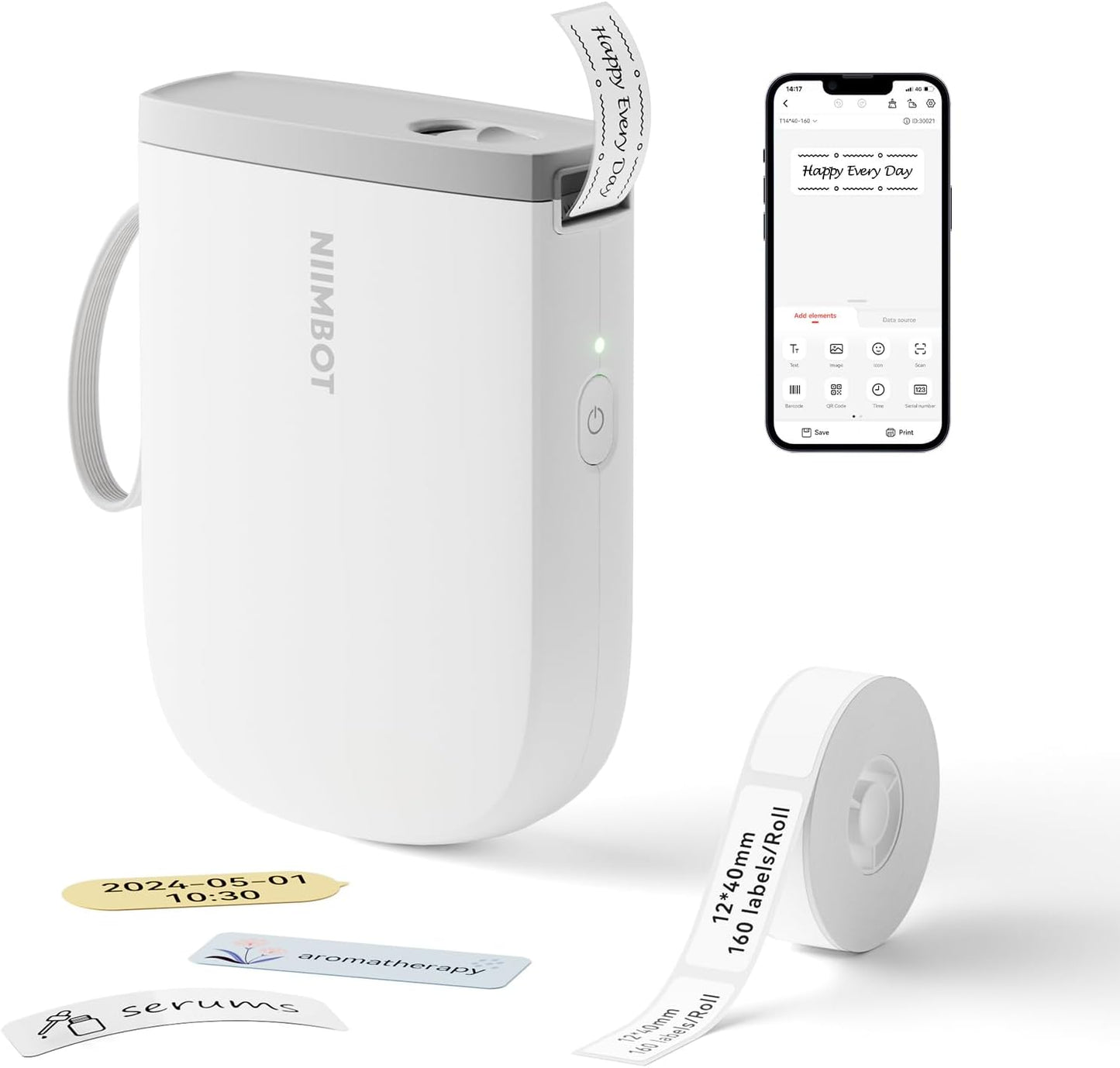 NIIMBOT D11H - Portable Label Printer - For Narrow-format Precise Printing White