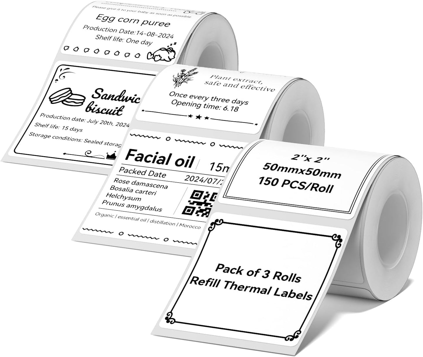 Niimbot White Label Tape Set For (3 Rolls) B21/B1/B3S 3 Rolls Set 50×50- 150 pieces