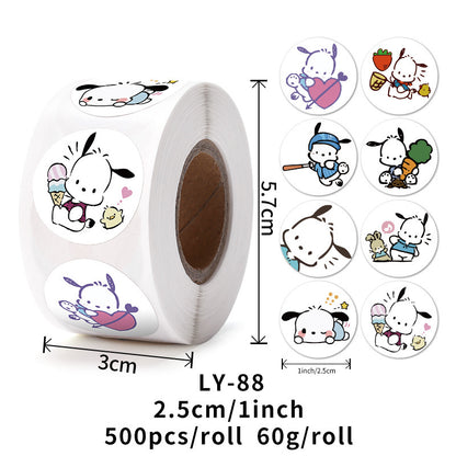 Stickers for Children Girls Cute Sanrio Sealing Stickers Student Guka Journal Material Roll Stickers Reward Teacher Use