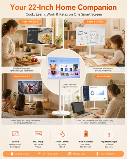 Portable 22 Inch Smart TV FHD 1080p Android Battery Powered Display