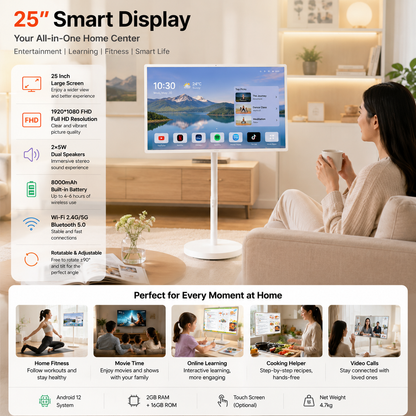 Portable 25 Inch Smart TV FHD 1080p Android Battery Powered Display