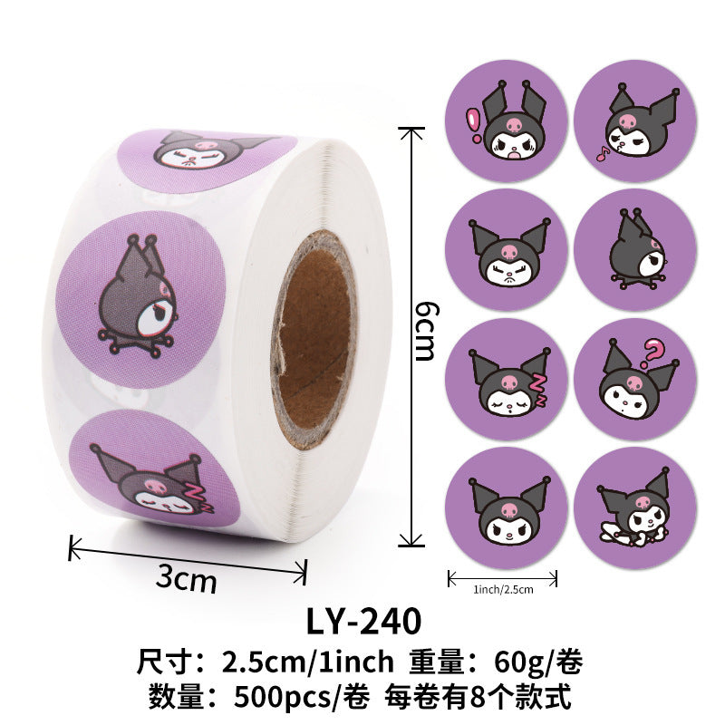 Stickers for Children Girls Cute Sanrio Sealing Stickers Student Guka Journal Material Roll Stickers Reward Teacher Use