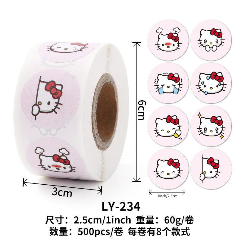 Stickers for Children Girls Cute Sanrio Sealing Stickers Student Guka Journal Material Roll Stickers Reward Teacher Use