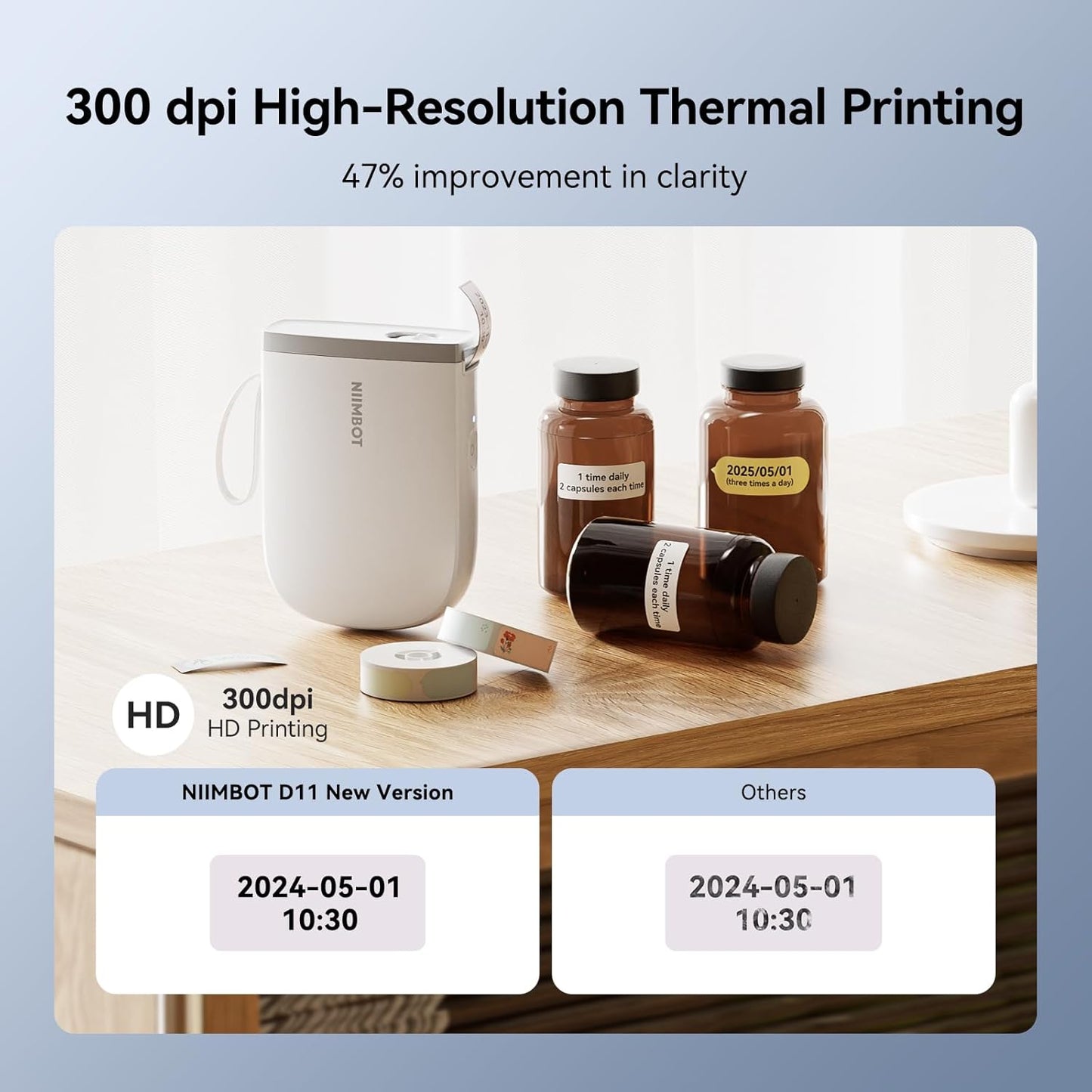 NIIMBOT D11H - Portable Label Printer - For Narrow-format Precise Printing