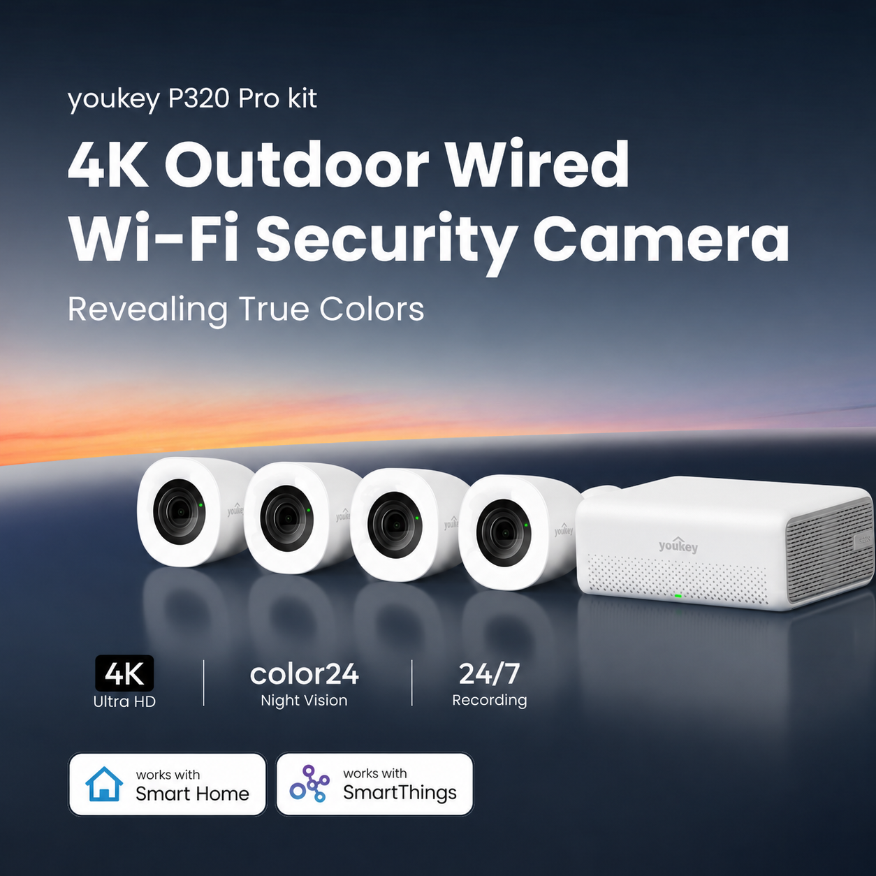 Youkey P320 Pro 4K Outdoor Wired Wi-Fi Security Camera Night Vision